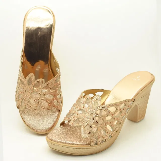 Heels for Women (Gold, 6)