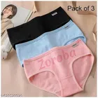 Solid Mid Rise Bikini Briefs for Women, Pack of 3 