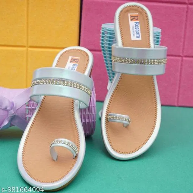 Flats for Women (Sky Blue & Beige, 7)