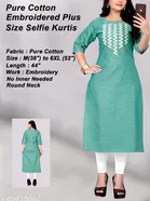Solid Embroidered Cotton Kurti for Women 