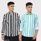 Cotton Blend Striped Shirts for Men, Multicolor 