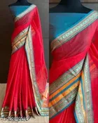Kota Doria Cotton Silk Saree With Unstitched Blouse Piece for Women 