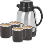 Basik Stainless Steel Lunar Kettle Jug With 4 Cups 