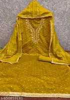 Chanderi Cotton Punjabi/All Over Suits Semi-Stitched Suits for Women 