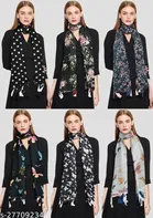 Chiffon Scarves for Women, Multicolor, Pack of 6