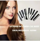 Professional Multipurpose 16 Pcs Hair Comb Set Hair brush for Hair Cutting clips and Styling 