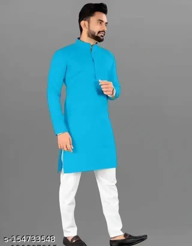 Full Sleeves Kurta for Men (Sky Blue, XL)