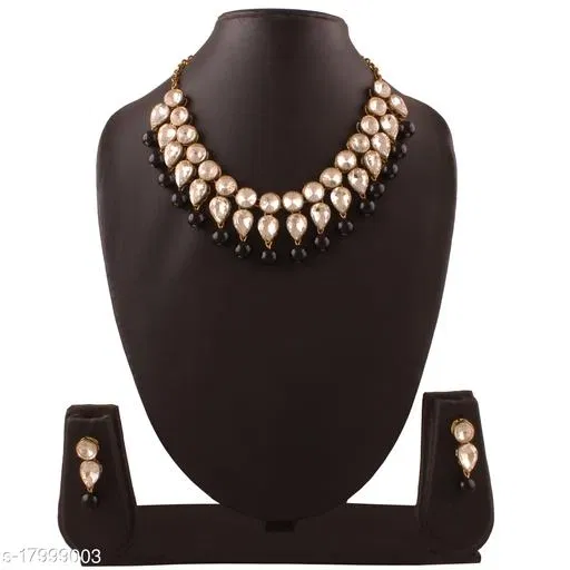 Beautiful Kundan Necklace Set for Women & Girls, Black