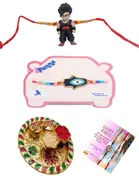 Alloy 2 Pcs Rakhi with 4.5 Inch Plate & Roli Chawal 