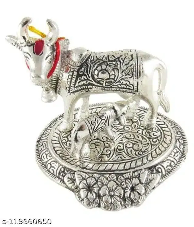 Aluminium Kamdhenu Cow Showpieces (Silver)