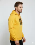 Fleece Printed Hoodie for Men, Yellow 