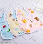 Cotton Bibs Aprons for Infants (Multicolor, Pack of 3)