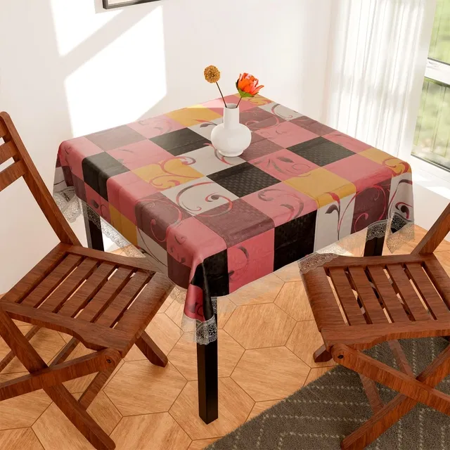 PVC Printed 4 Seaters Table Cover (Multicolor, 40x60 inches)