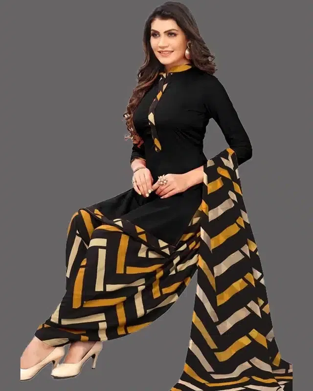 Unstitched Dress Material for Women & Girls (Black)