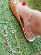 Anklet Silver Free Size Anklets & Toe Rings for Women, Pack of 2