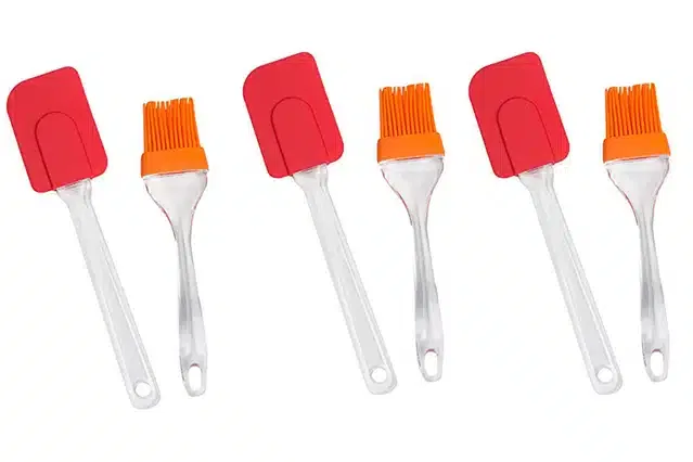 Spatula and Pastry Brush Set (Multicolor, Pack of 6)
