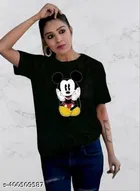 Cotton Blend Printed T-Shirt for Women, Black & Green, Pack of 2 