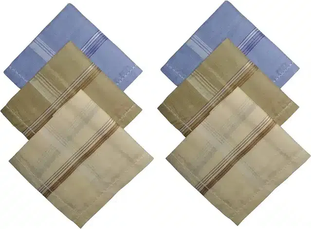 Cotton Blend Handkerchiefs for Men (Pack of 6) (Multicolor, 18x18 cm)