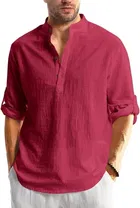Full Sleeves Solid Short Kurta for Men 