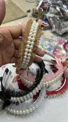 Kids Pearl Embellished Headband, Pack of 2 (White, Red)