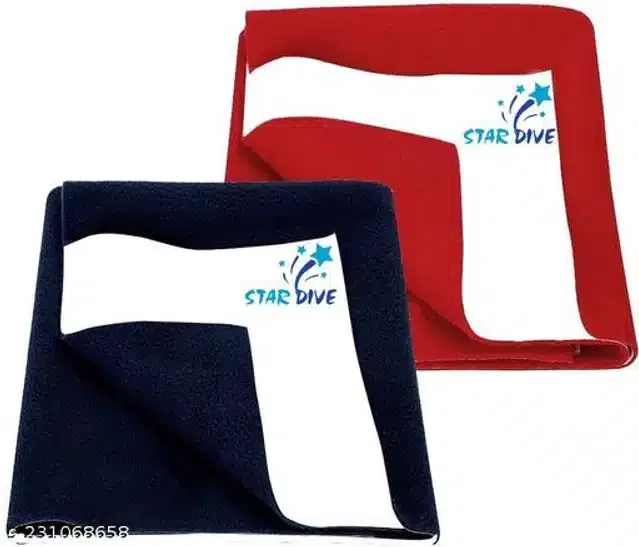 Cotton Mattress Protection Sheet (Red & Navy Blue, 28x20 inches) (Pack of 2)
