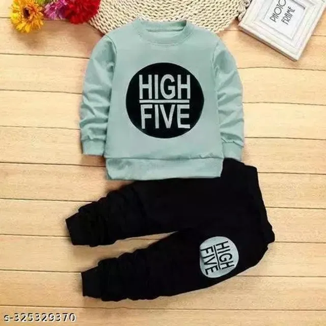 Hosiery Clothing Set for Boys (Grey & Black, 6-9 Months)