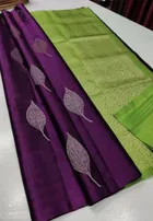 Litchi Silk Zari Woven Saree for Women, Purple 