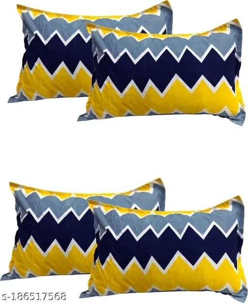 Polycotton Pillow Covers (Multicolor, 17x27 inches) (Pack of 4)