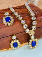 Handicraft Premium Quality Kundan Jewellery Set for Women, Blue