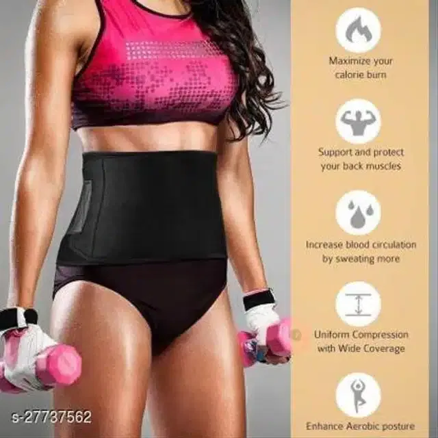 Sweat Belt for Unisex (Black, Free Size)