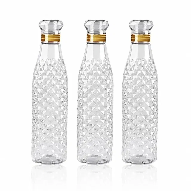 Plastic Water Bottles (1000 ml, Set of 3) (Transparent)