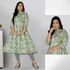 Cotton Silk Printed Kurti for Women, Mint Green 