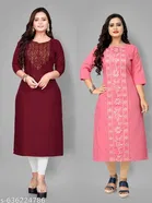 Geometric Printed A-line Kurti for Women, Pack of 2 