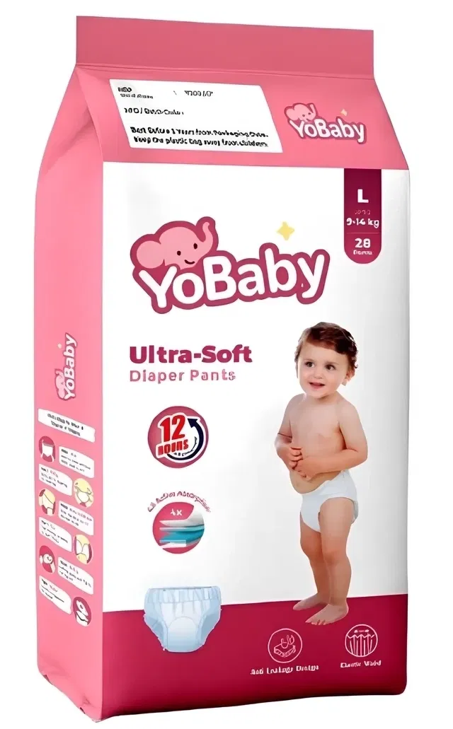 योबेबी डायपर पैन्ट्स L - 28 Pcs