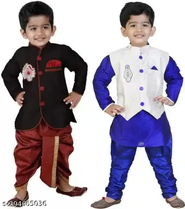 Sherwani Set for Boys (Multicolor, 4-5 Years) (Pack of 2)