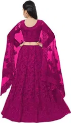 Net Embroidered Semi Stitched Lehenga for Girls 