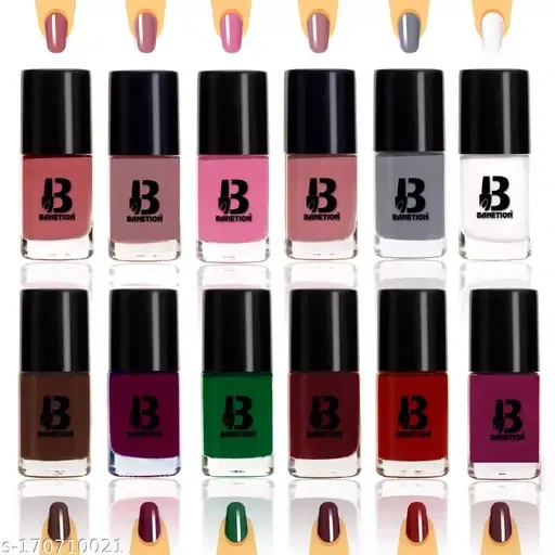 Banetion Long Stay High Glossy Matte Finish Nail Paint (Pack Of 12)