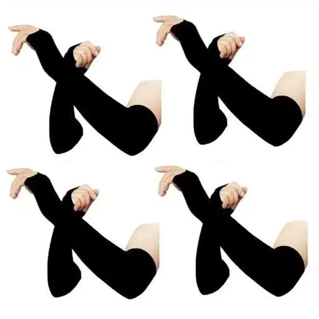 Arm Sleeves for Men (Black, Set of 4)