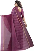 Polycotton Striped Saree for Women 