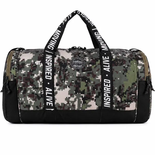 Gear Inspired Alive Moving Camo 2, 34L Regular Hand Duffel Bag for Men & Women, Black Camo