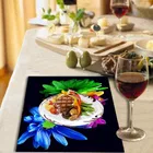 Grover Table Placemats for Kitchen/Dining Table Pack of 6 Black Multicolor Floral