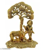 Krishna with Cow Standing Under Tree Idols 