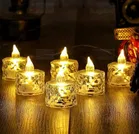 6 Pc Crystal Acrylic Flameless and Smokeless LED Tealight Candles| Battery Candles for Decoration Perfect for Diwali 