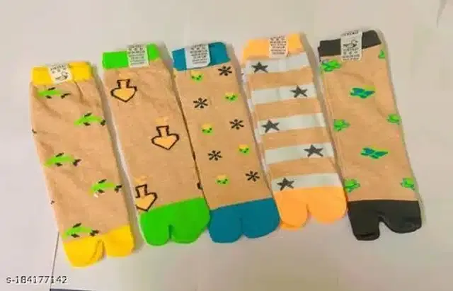 Cotton Blend Socks for Women (Multicolor, Pack of 5)