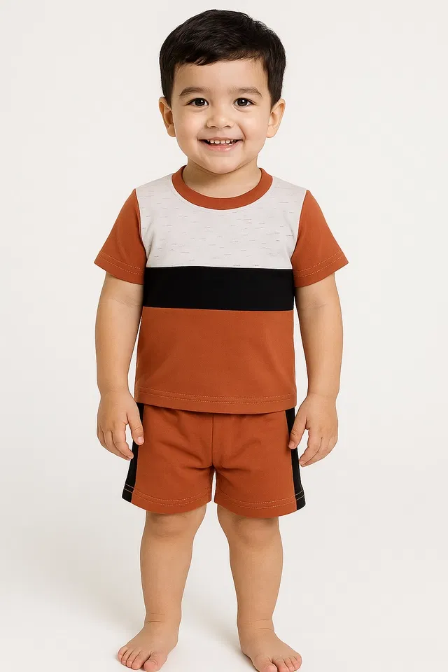 Solid Top & Bottom Set for Boys (Rust, 4-5 YR)