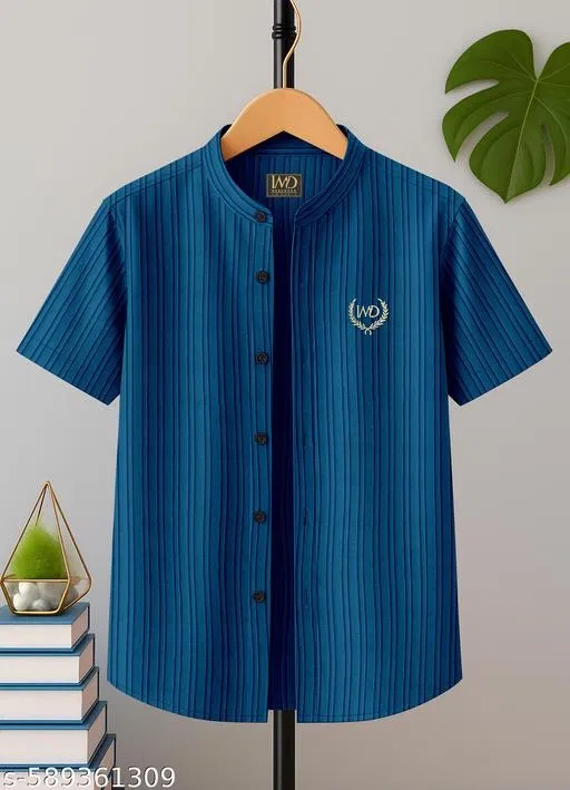 Self Design Cotton Blend Short Sleeve Polo for Boys (Teal, 10-11 Years)