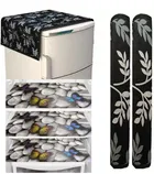 Knit Printed Fridge 3 Pcs Mat with 2 Pcs Handle & Top Cover 