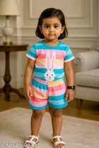 Hosiery Cotton Printed Clothing Set for Kids, Multicolor 