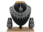 Rodium Plated Grey Bridal Chocker Jewellery Set for Women 
