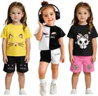 Graphic Print Cotton Blend Clothing Set for Girls, Pack of 3 